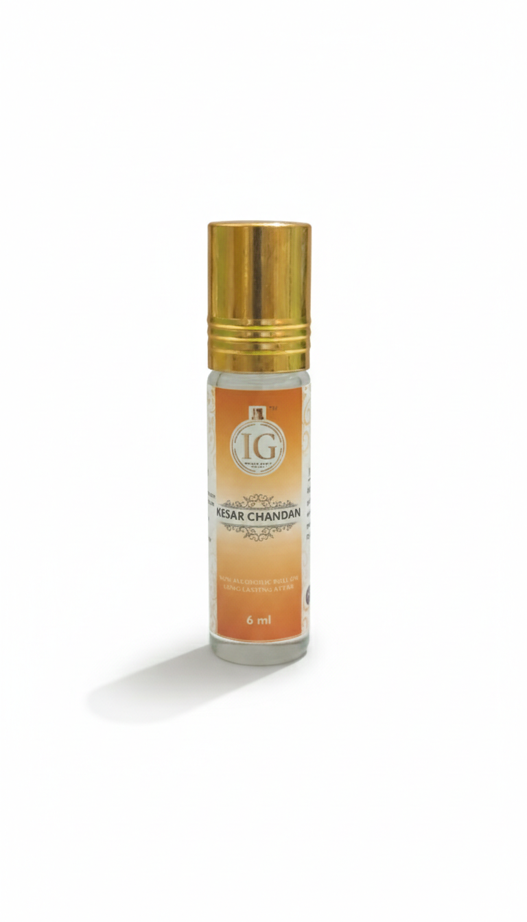 Kesar Chandan Attar – Warm Saffron Sandalwood Blend | Long Lasting Alcohol Free Ittar (6ml) - Image 3
