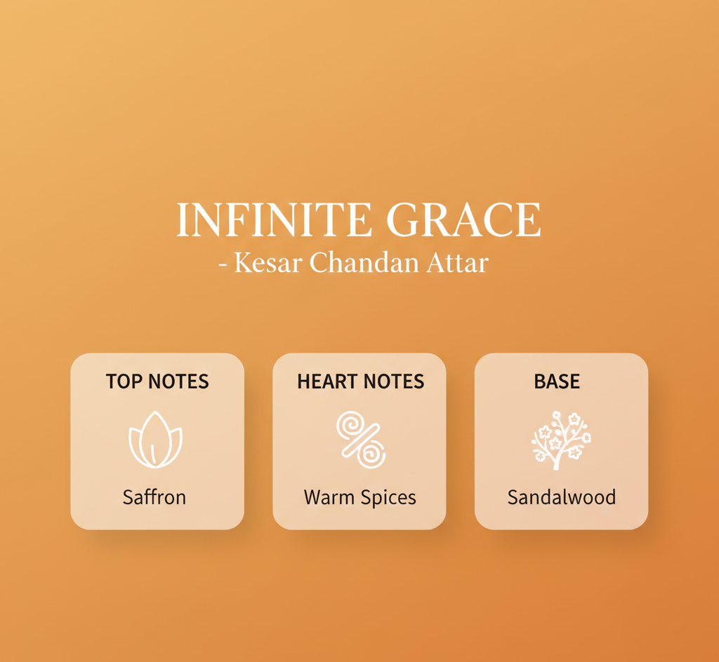 Kesar Chandan Attar – Warm Saffron Sandalwood Blend | Long Lasting Alcohol Free Ittar (6ml) - Image 5