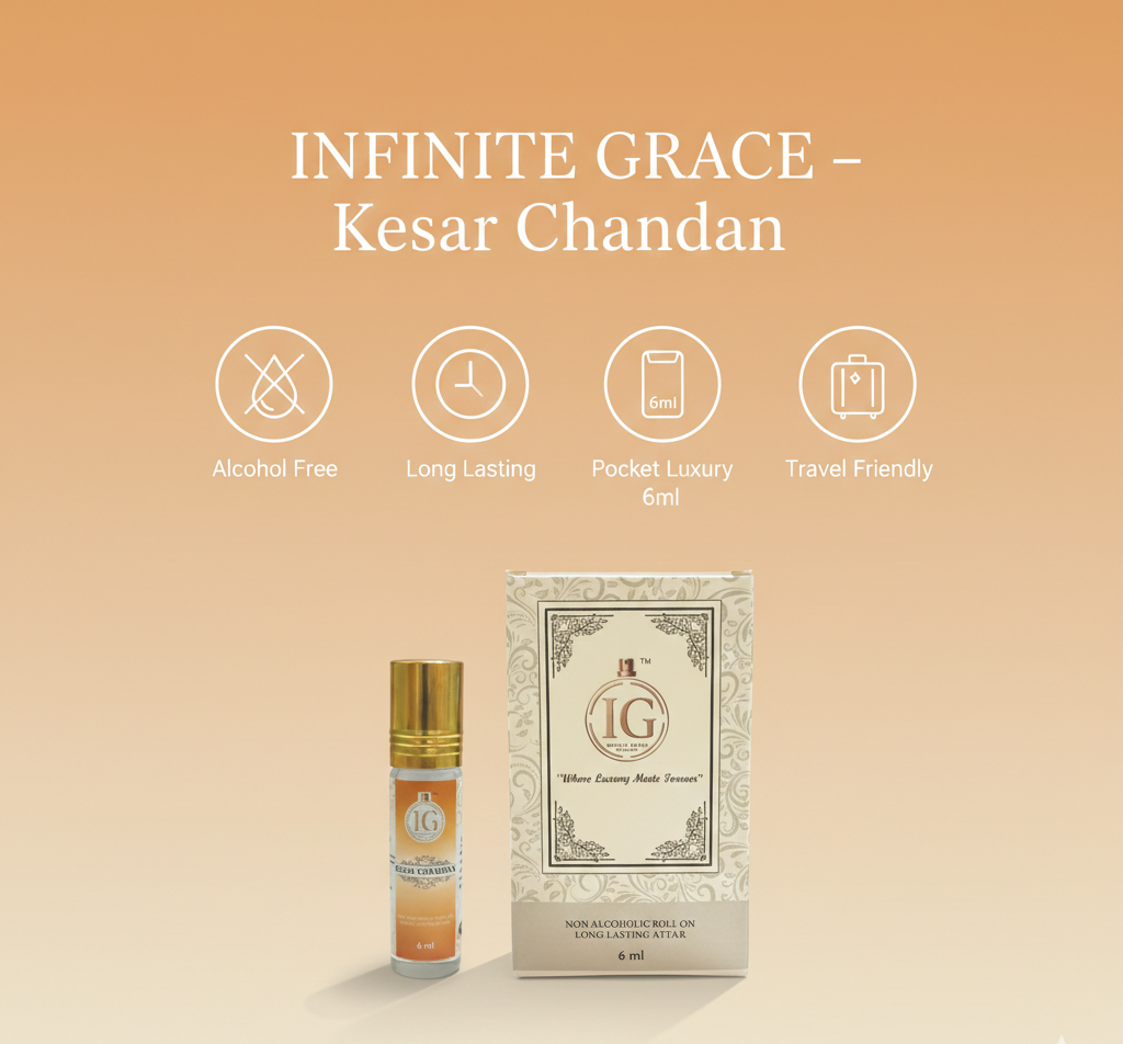 Kesar Chandan Attar – Warm Saffron Sandalwood Blend | Long Lasting Alcohol Free Ittar (6ml) - Image 6